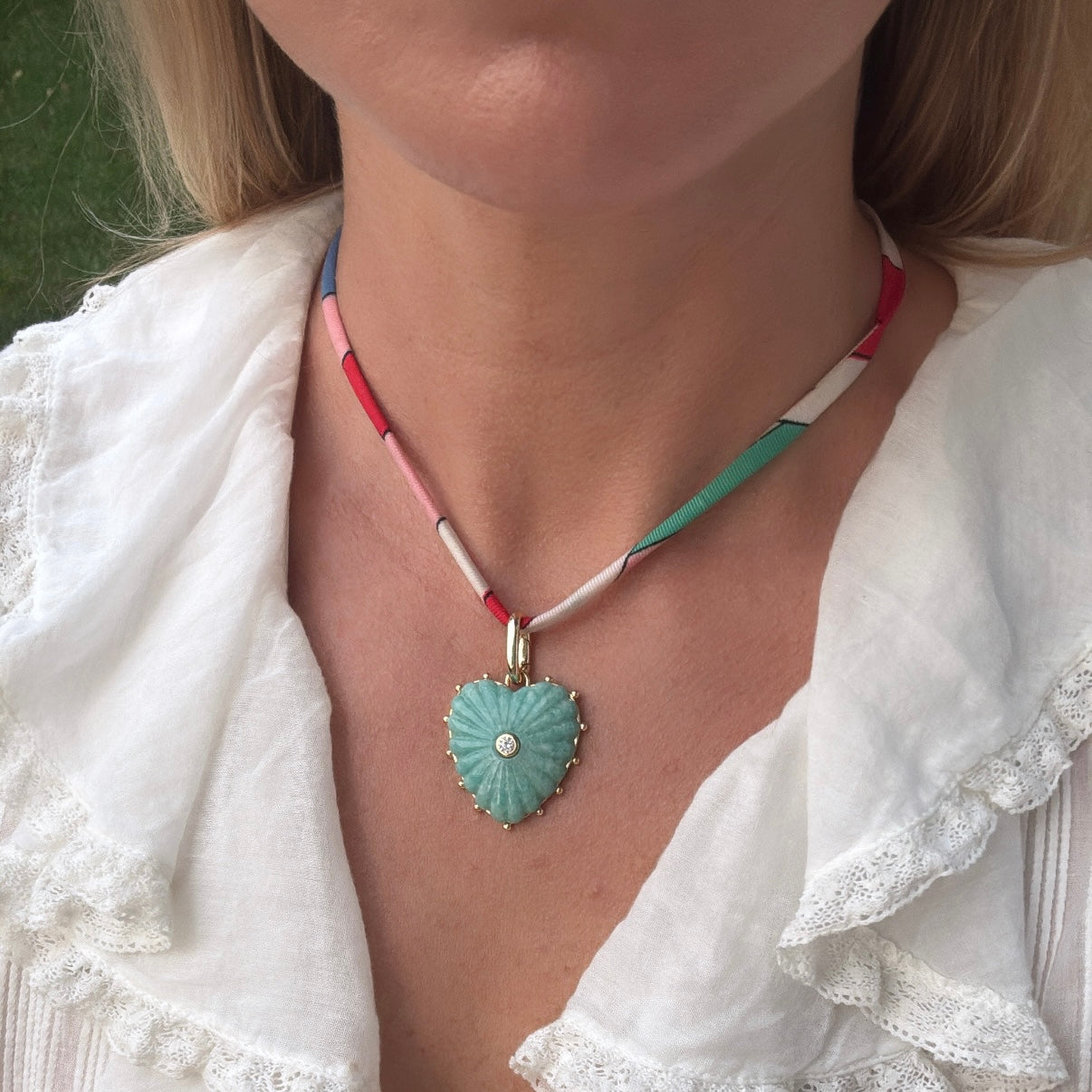 Amazonite Big Heart Clip Charm