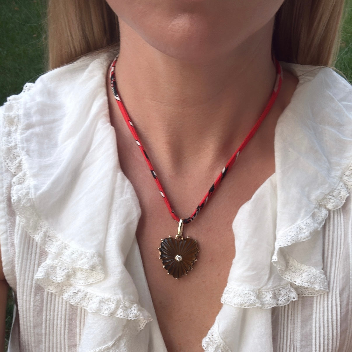 Tigers Eye Big Heart Clip Charm