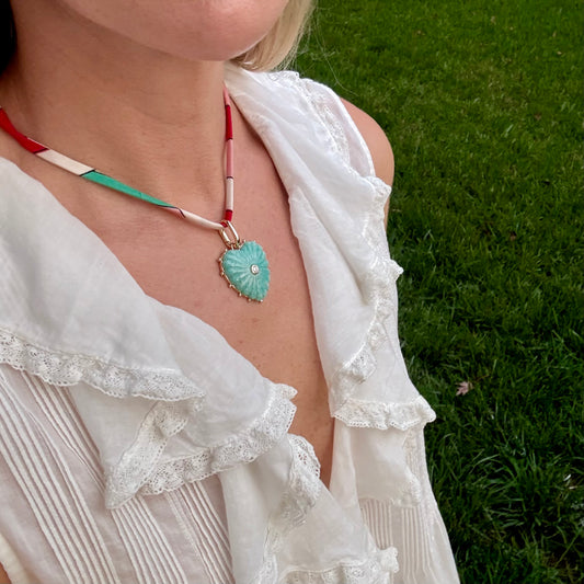 Amazonite Big Heart Clip Charm