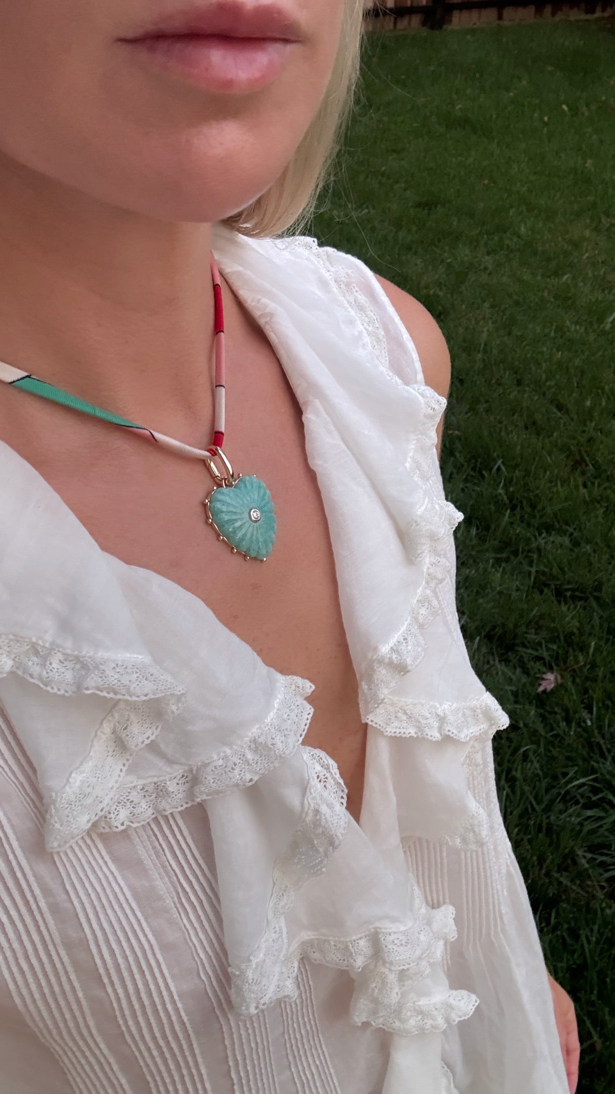 Amazonite Big Heart Clip Charm