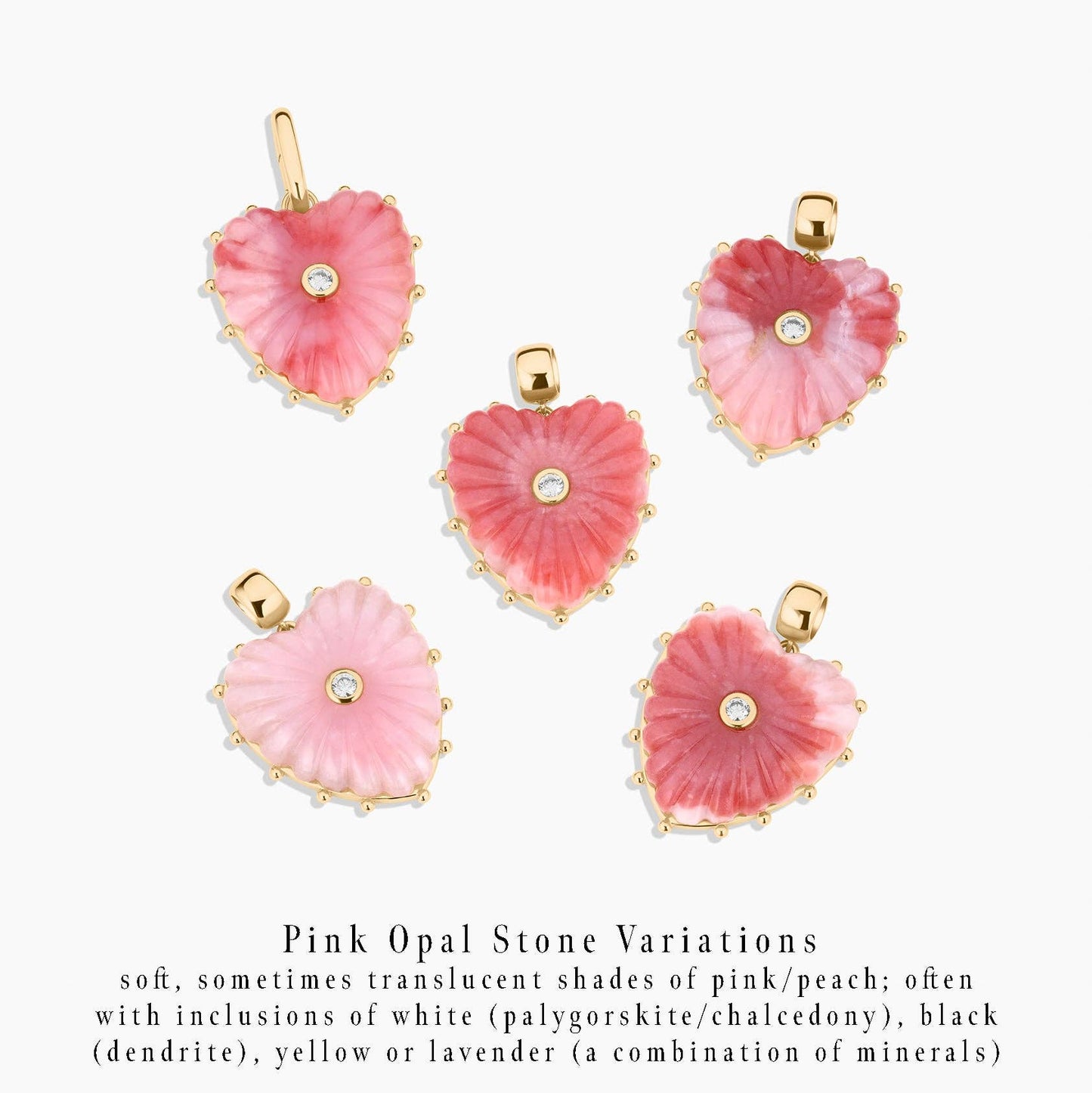 Pink Opal Clip Big Heart Charm