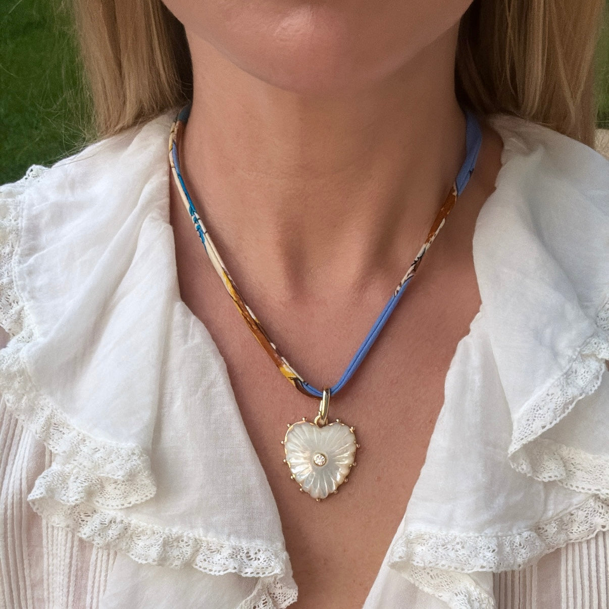 Mother Of Pearl Big Heart Clip Charm