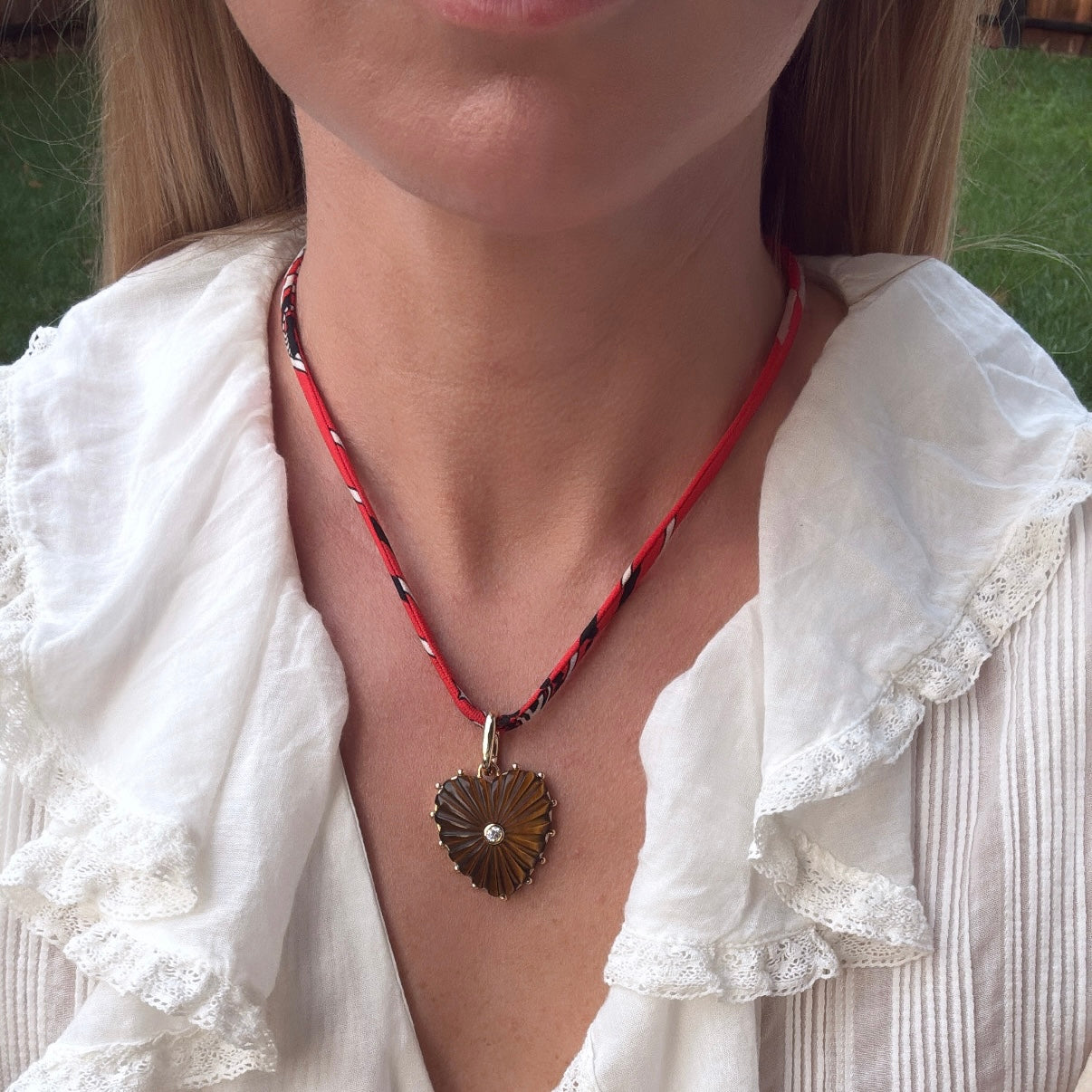 Tigers Eye Big Heart Clip Charm