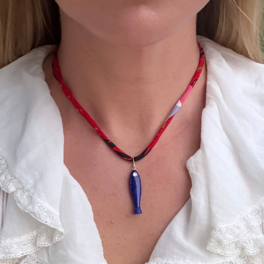 Lapis Fish Charm