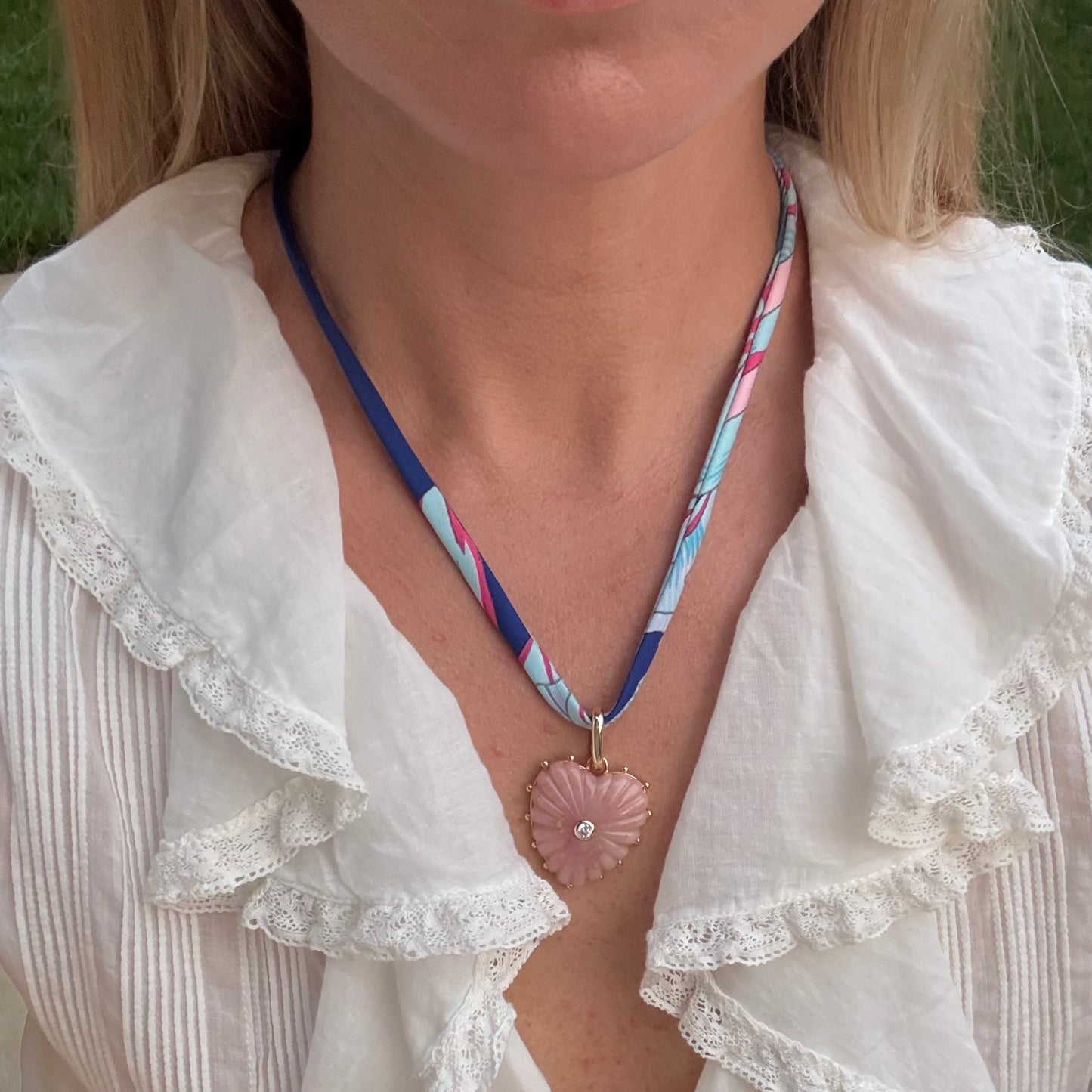 Pink Opal Clip Big Heart Charm