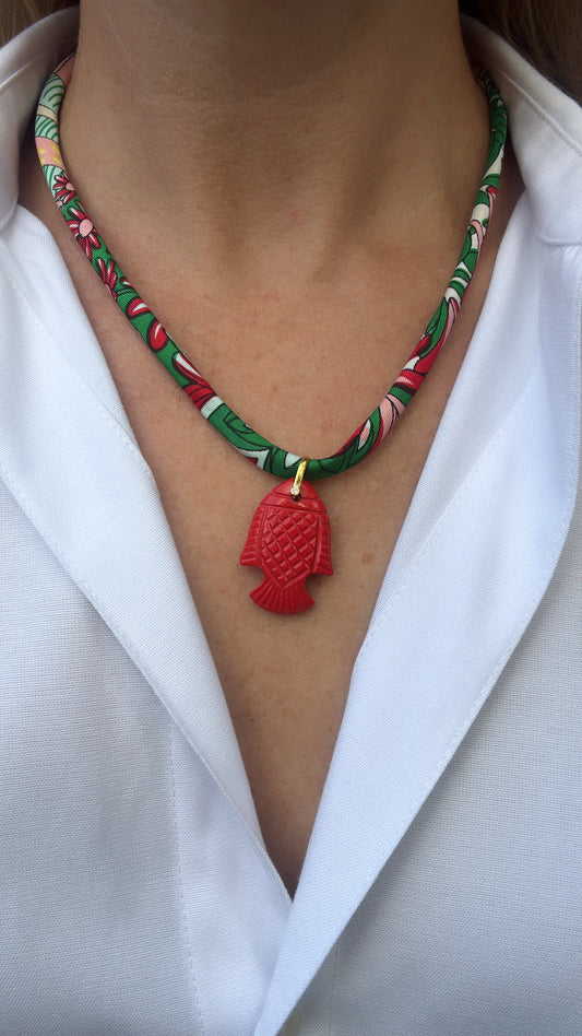 Red Coral Fish Pendant