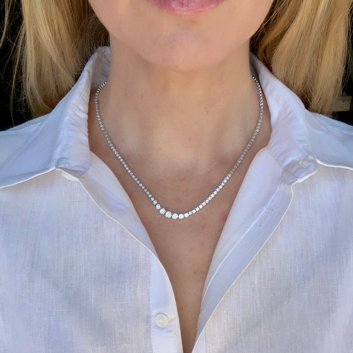 The Travelers Graduated Bezel Tennis Necklace