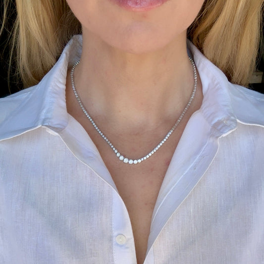 The Travelers Graduated Bezel Tennis Necklace