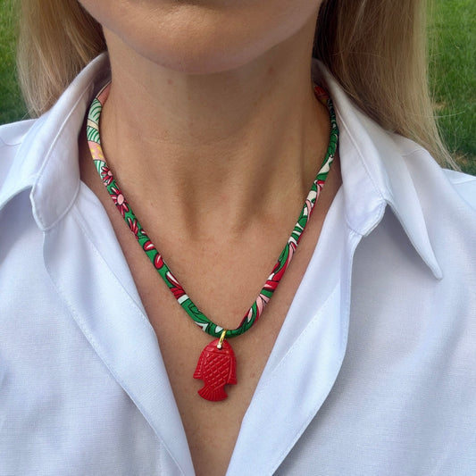 Red Coral Fish Pendant