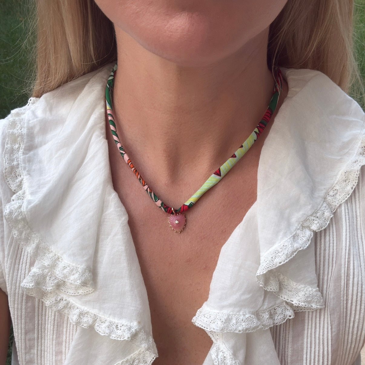 Pink Opal Mini Heart Charm