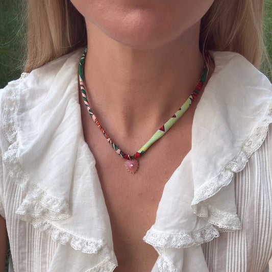 Pink Opal Mini Heart Charm