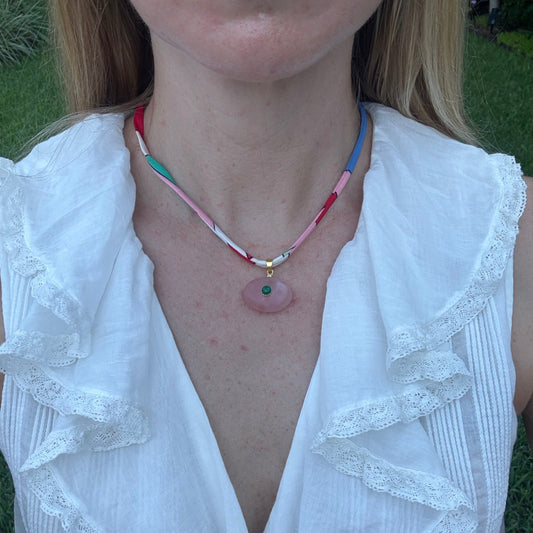 Rose Quartz and Malachite Pendant