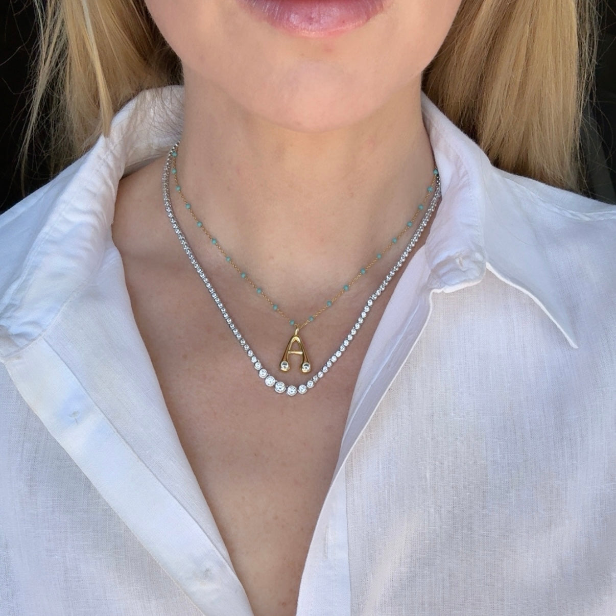 The Travelers Graduated Bezel Tennis Necklace