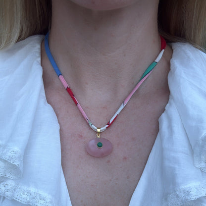 Rose Quartz and Malachite Pendant