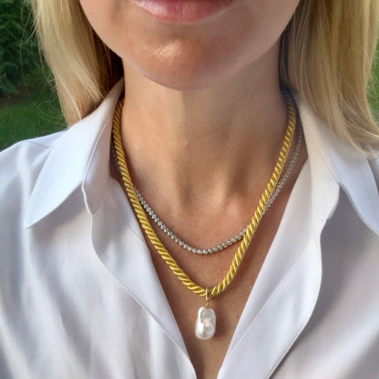 Baroque Pearl Charm Necklace, Gold