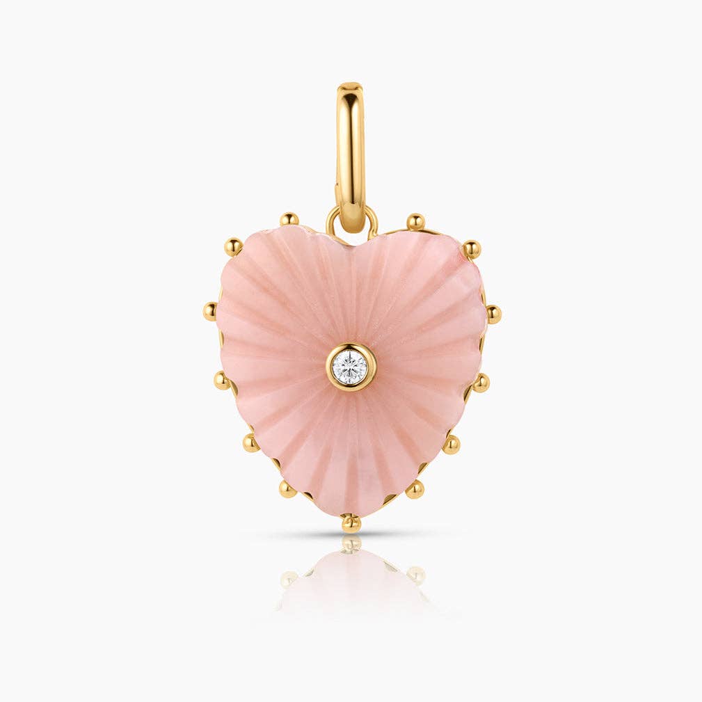 Pink Opal Clip Big Heart Charm